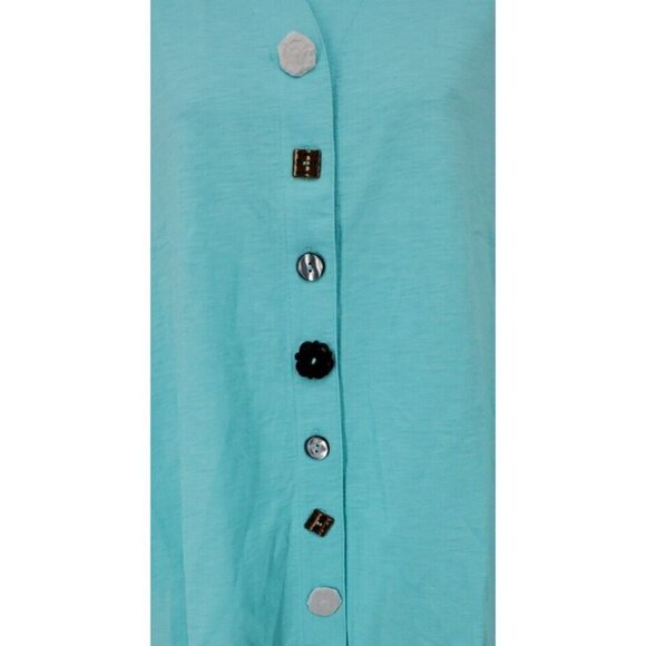 Soft Surroundings Med Danielle Turquoise Sleeveless Mismatch Button Tank NWT - Picture 5 of 14